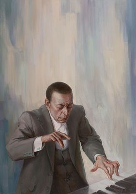 [Большой формат] Пирогов Александр. "Портрет С.В. Рахманинова" 110х75 см, 2008 г. Холст, масло. 