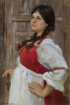 Давлашян Алла "Молодуха" 2011 г., 75х55 см, холст, масло. Лауреат Золотого знака и Почетного 