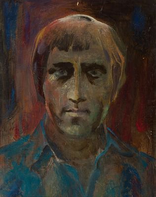 Павлов Валентин Васильевич (1934-2012) "Высоцкий" 1981 г., 61х48 см. Картон, масло. Валентин 