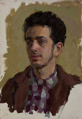 Сосновская Аврора Ефимовна (1929 г.р.) "Андрей" 48х33.5 см, 60-е гг. Картон, масло. Окончила 