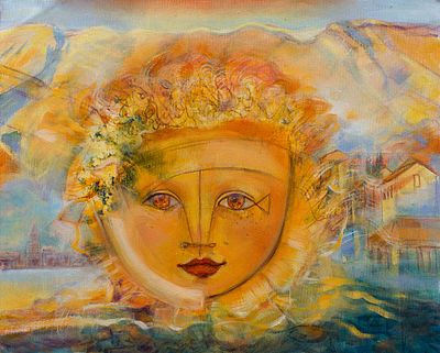 Димитриевич Жадранка "Жаркое солнце" 2015 г., 40х50 см, холст, акрил. Ядранка Димитриевич 