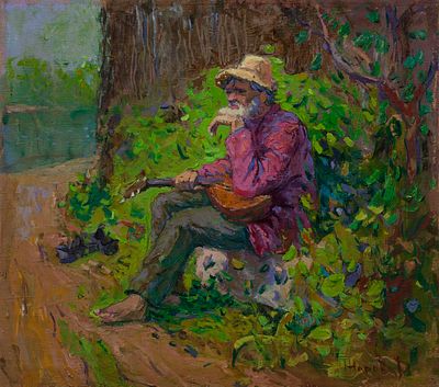 Жаров Дмитрий "Михалыч" 2003 г. 40х45 см, холст, масло. Родился в 1979 г. в г. Пензе. 
В 1999 