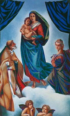 [Большой формат] Зияханов Хуршид "Сикстинская Мадонна великого Рафаэля Санти" 2013 г., 128 х 79 