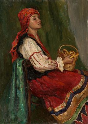 [Большой формат] Игнатова Елена "С корзиной баранок" 2010 г., 110х80 см, холст, масло. Елена 