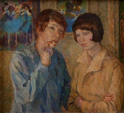 Конников Петр "Две женщины" 62х68 см.