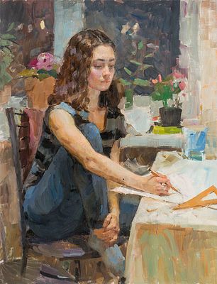 Малинина Мария "Будущий архитектор" 2015 г., 90х70 см, холст, масло. Мария Малинина родилась в 