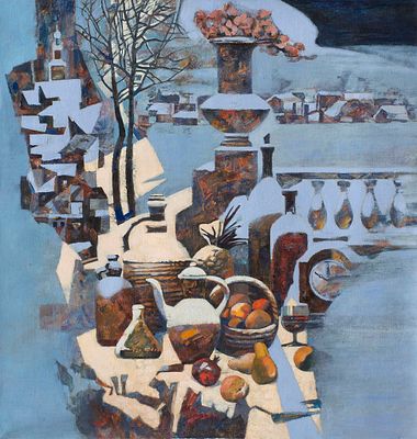 Мельгунова Ольга "Время года - зима" 2013 г., 55х57 см, холст, масло. Ольга Мельгунова родилась 