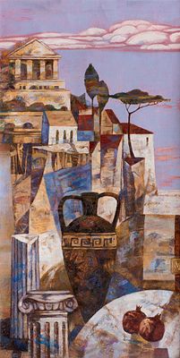 Мельгунова Ольга "Греция (диптих)-1" 2013 г. 40х80 см, холст, масло. Ольга Мельгунова родилась 