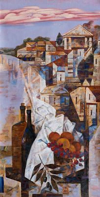 Мельгунова Ольга "Греция (диптих)-2" 2013 г., 40х80 см, холст, масло. Ольга Мельгунова родилась 