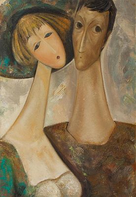 Гоцадзе Акакий "Двойной портрет 1" 82х57см 2006 г. Холст, масло. Гоцадзе Акакий в 1977 году 