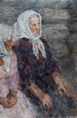 Сочнев Юрий Михайлович (1936 г.р.), Заслуженный художник Европы, "У матери" 90х60 см, 1970 г. 