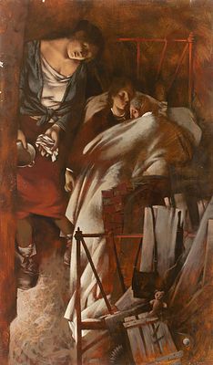 [Очень большой формат] Тюнькин Александр "Мать" 200х120 см, 2009 г. Оргалит, масло. Лауреат 