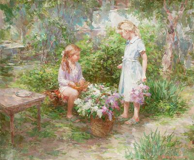 Михайличенко Сергей "В весеннем саду" 75х90 см, 2012 г. Холст, масло. Сергей Викторович 