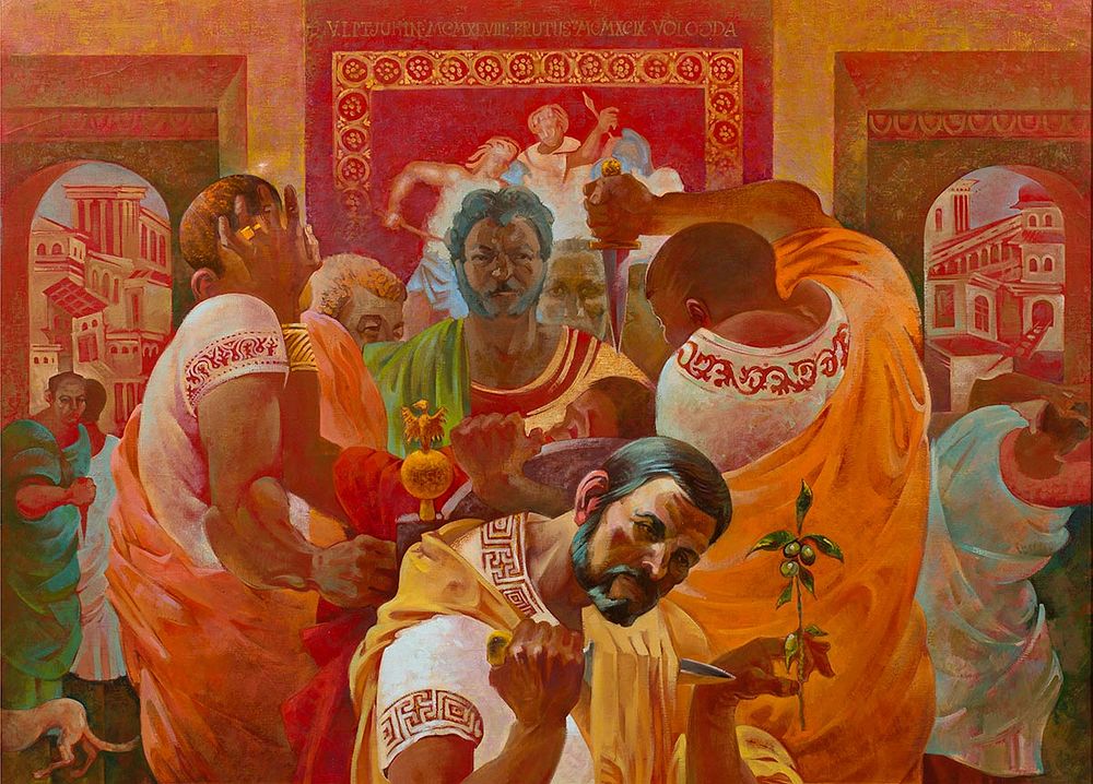 [Очень большой формат] Птюхин Василий (1948-2021), "Брут", 1999 г., 120х165 см, холст, масло. 