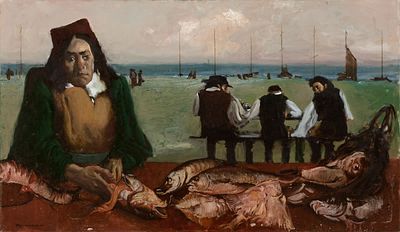 [Большой формат] Федоренко, Рыбачий промысел	 	75x130, холст, масло