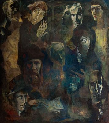 [Большой формат] Павлов Валентин Васильевич (1934-2012) &laquo;Поэты революции&raquo; 110х105 см, 1974 г. 