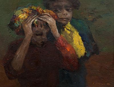 Софьин Андрей Алексеевич &laquo;Двое&raquo; 50х65 см, 1993 г. Холст, масло. Софьин Андрей Алексеевич 