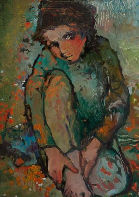 Стеценко Ксения &laquo;Смогу сама (Пастушок)&raquo; 49х35 см, 2004 г. Картон, масло. Ксения Александровна 