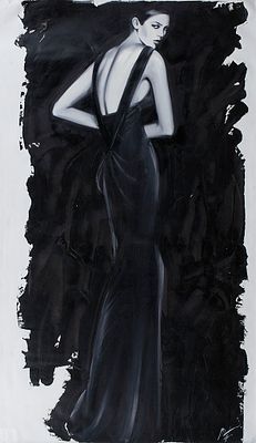 [Большой формат] Федорова Марина &laquo;В черном платье&raquo; 180x60 см, 2012 г. Холст, масло. Марина 