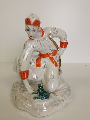 Статуэтка &laquo;Иван-царевич с царевной-лягушкой&raquo;, Скульптор А. А. Киселев. 
Ленинградский завод 