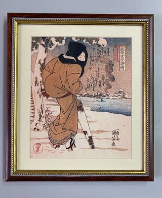Старинная японская гравюра, копия в технике экосольвентотипии, паспарту, стекло, рама. 