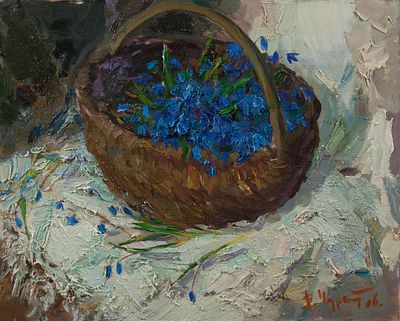 Чурсина Вера Ивановна, Заслуженный художник Украины, &laquo;Подснежники&raquo; 50х60 см, 2006 г. Холст, масло