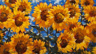 [Большой формат] Пивень Владимир. Цветы солнца, 2008г.. 80х140см., х\м. Лауреат Золотой медали 