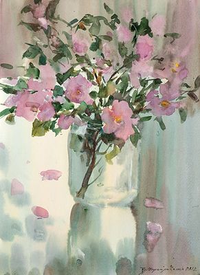 Михайличенко Виктор &laquo;Шиповник&raquo; 40x29 см, 2012 г. Бумага, акварель