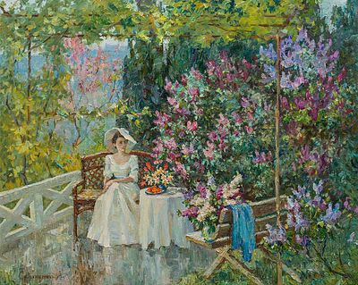 [Большой формат] Семененко Александр. В саду май, 2017г., 80х100см., х\м. Родился в 1984 году в 