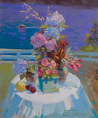 Тарасова Евгения &laquo;Натюрморт на террасе&raquo; 60x50 см, 2015 г. Холст, масло