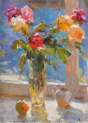 Шабадей Александр Николаевич, Лауреат Золотой медали МФКД, &laquo;Розы&raquo; 70x50 см, 2012-2013 гг. Холст 