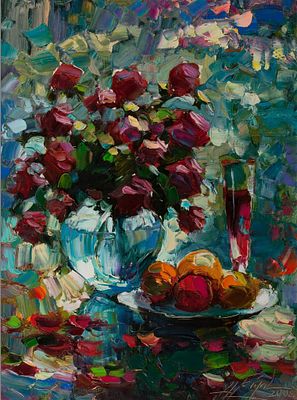 Фиголь Андрей, Заслуженный художник Европы, Лауреат Золотой медали МФКД, &laquo;Розы&raquo; 80х60 см, 2008 