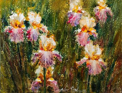 Фиголь Андрей. Ирисы в росе, 2014г., 70х90см., х\м. Заслуженный художник Европы, Лауреат 