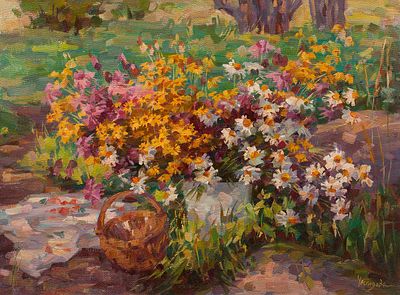 Ческидова Ольга. Полевые цветы, 2000г., 60х80см., х\м. Родилась в 1967 году в Ленинграде. В1995 