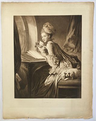 Гравюра "Le Billet doux" по одноименной картине 1770 г. французского художника Жана Оноре 