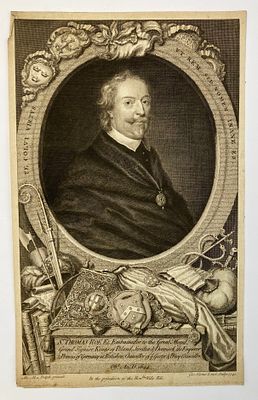 Гравированный портрет Сэра Томаса Ро (англ. Sir Thomas Roe, 1581-1644). Европа, 18 в.
