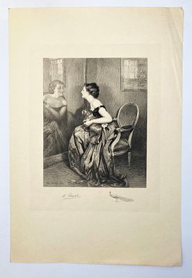 Гравюра Луи Руе (Louis Ruet, 1861-1951) по картине бельгийского художника Чарльза Джозефа Уатле 