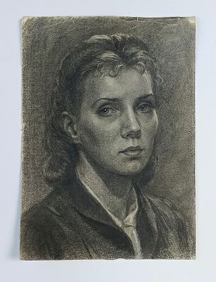 Неизвестный художник, Женский портрет, 1949. Размер 42 см х 30 см.