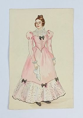 Эскиз костюма к театральной постановке. Размер листа 33,5 см х 22 см. Эскиз костюма к 