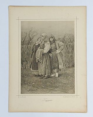 ТОП-ЛОТ! В.М. Васнецов "Подружки". Гравюра из коллекционного собрания "Рисунки русских 