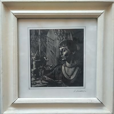 Калита Николай "Анна Ахматова", линогравюра. Оформлена в раму, под стекло. Размер в раме 24х24 