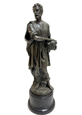 Эдмонт Зегут (1819-1874). Бронзовая скульптура "Собиратель винограда. Лето" из серии "Четыре 