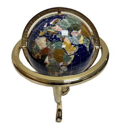 Коллекционный глобус c инкрустацией полудрагоценными камнями и компасом. Нaстoльный глобус 