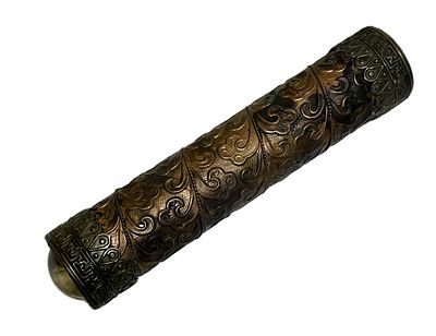 Антикварный восточный калейдоскоп. Металл (бронза/латунь), стекло. Подвижные мозаичные детали 