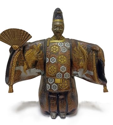 Японская бронзовая статуэтка "Аллегорический актер театра Кабуки".
Патина, декоративные 