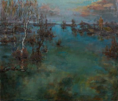 Алёхин Юрий. "Вечерний разлив", 2013 г., 80х90, х.м. Юрий Михайлович Алёхин - 