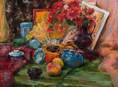Алёхин Юрий, "Китайский натюрморт", 2013 г., 60x80 см, холст, масло. Юрий Михайлович Алёхин - 