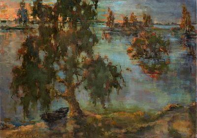 Алёхин Юрий "Рязань на закате", 2014 г., 70х50 см, холст, масло. Юрий Михайлович Алёхин - 