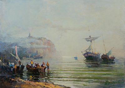 [Большой формат] Андреев Василий "Рыбацкая артель", 2014 г., 72х100 см, холст, масло. Лауреат 