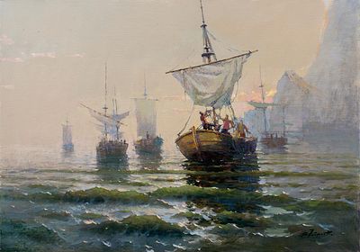 [Большой формат] Андреев Василий, "Перед уловом", 2014 г., 70х100 см, холст, масло. Лауреат 